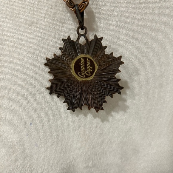 Elegant Vintage Copper Starburst Pendant Necklace Retro Rare Dramatic - Picture 4 of 6